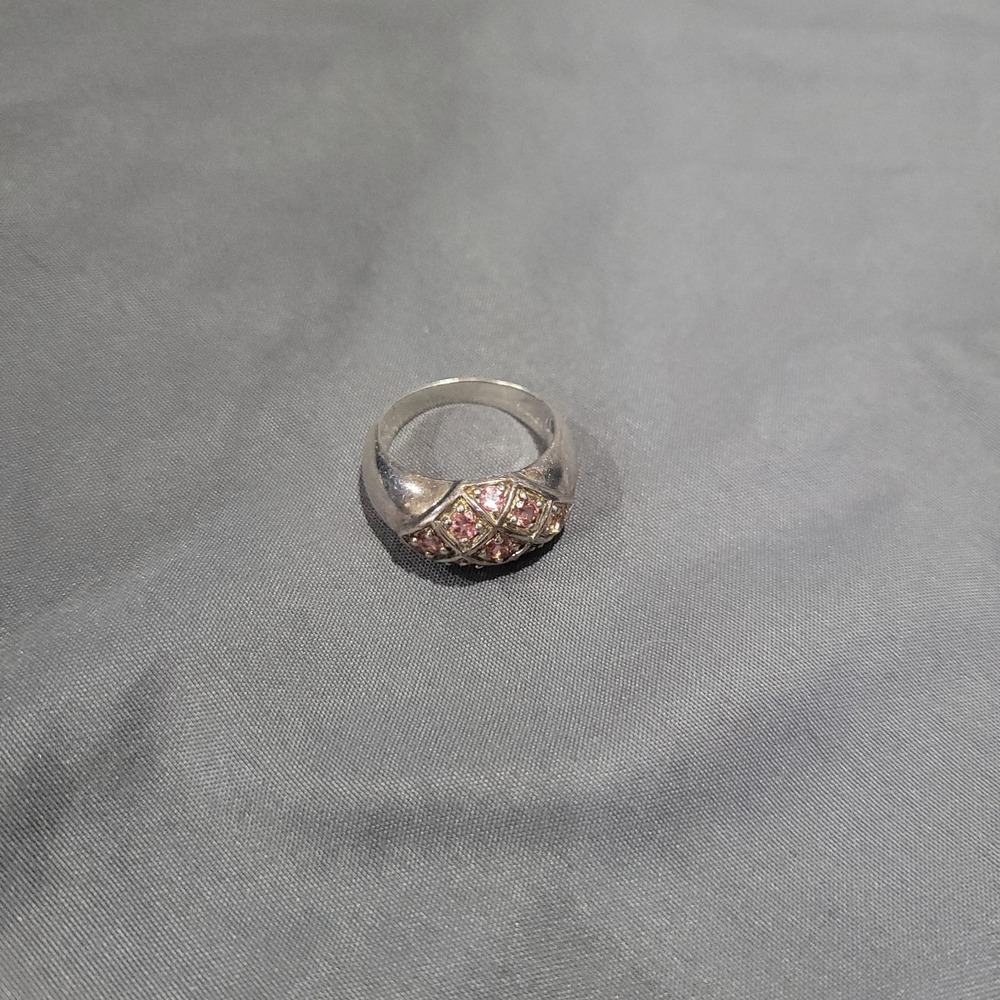 Vintage Estate Sterling Silver 925 Pink Topaz Pave Ring Size 8.5 - Picture 9 of 9